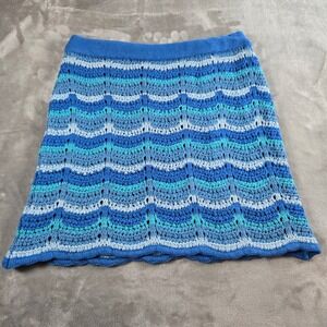 Cotton On Crochet Knit Y2K Wavy Stripe Mini Skirt Boho Size S Beachwear Vacation